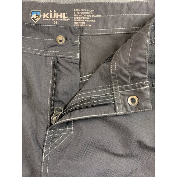 Kuhl Board Shorts Men Sz 36 Black Gray Pockets Hybrid Fishing Outdoor Swim Surf - Picture 6 of 9